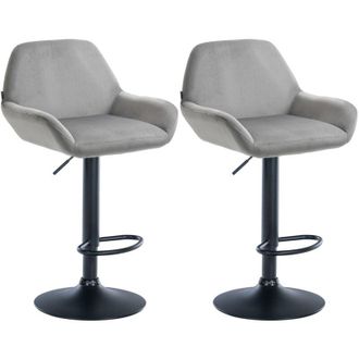 Clp Set De 2 Taburetes De Cocina Braga En Terciopelo Gris Metal Negro Mate