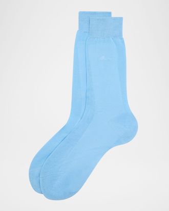 Brioni Mens Solid Crew Socks
