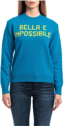 MC2 Saint Barth Round-neck Knitwear, female, Blue, Size: XS Maglione Girocollo NEW Queen