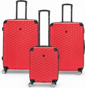 Infinity Leather Uitbreidbare rode harde ABS 8-wiel bagage reiskoffer handbagage vakantie koffer