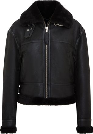 Infinity Leather Womens Black Bomber B3 Sheepskin Jacket -Akiak