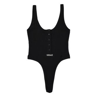 Versace Body, female, Black, Size: XL Cotton Ribbed Bodysuit