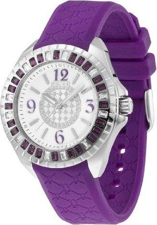 Police Jade Crystal Bezel Purple Rubber Ladies Watch PL-13090JS/28D