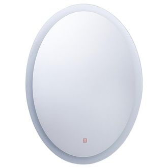 Beliani Beliani - Espejo De Pared Plateado Con Luz Led Ovalado 60 X 80 Cm Sistema Anti Vaho Para Ba&ntilde;o Viriat