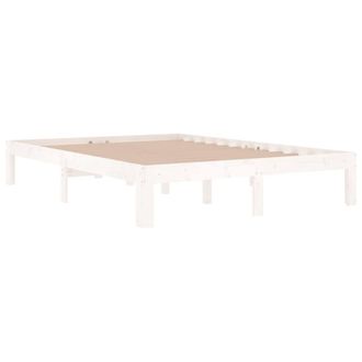 Berkfield Home Beautiful Bed Frame White Solid Wood 135x190 cm Double