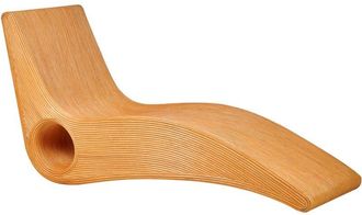 Beliani Garden Patio Lounger Sunbed Rattan Light Wood Airole