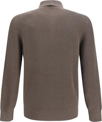 Brunello Cucinelli Mens Brown Cotton Polo Shirt
