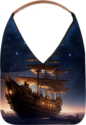 Generic Ancient Space Ship Reusable Lightweight Grocery Bags - Foldable Into Compact Pouch, Washable & Sturdy, Multipurpose for Shopping and Travel