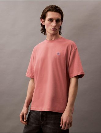 Calvin Klein Jeans Calvin Klein Mens Monogram Logo Relaxed Crewneck T-Shirt - Red - M