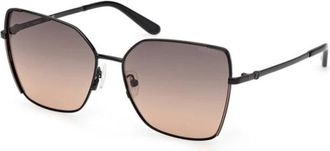 Guess Sunglasses, female, Black, 59 MM, Geometric Butterfly Metal Sunglasses