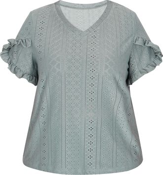 Usha Grote maat blouse Dames Laurier Groen