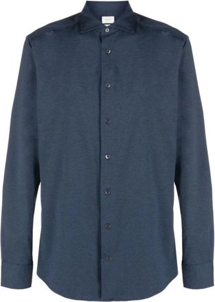 Traiano Geribbelde longsleeve shirt - Heren - Casual Overhemden - Blauw - 2XL - Overhemden