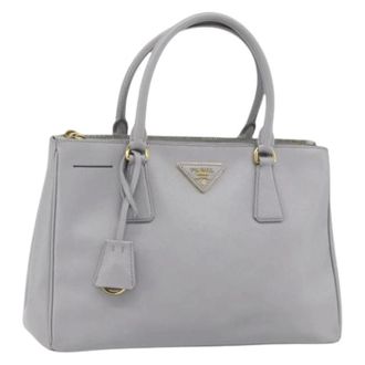 Prada Pre-owned Handbags, female, Gray, Size: ONE SIZE Pre-owned Vintage Saffiano Leather Hand Bag