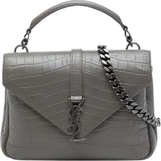 Saint Laurent Pre-owned The College Shoulder Bag - Dames - Vintage Schoudertas - Grijs - ONE Size - Leer - Vintage
