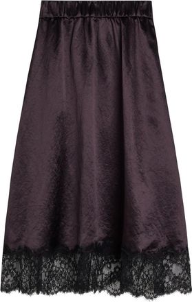 Maria McManus Lace-trim Satin Midi Skirt - Plum - S (UK8-10 / S)