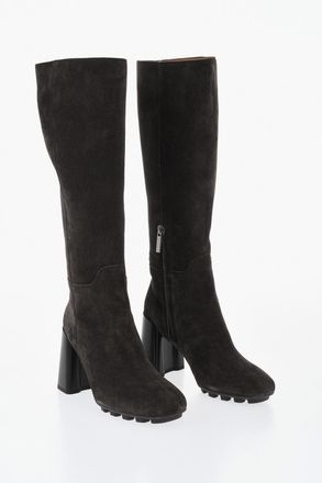 Hogan Stivali in Suede con Zip Laterale Tacco 8.5cm Hogan