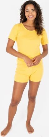 Leveret Womens Short Cotton Solid Pajama Set in Yellow at Nordstrom, Size X-Large