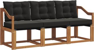 vidaXL Conjunto De Sof&aacute;s De Exterior 3 Uds. Natural Y Negro Vidaxl