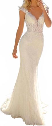 Jessica McClintock Fitted Cap Sleeve Gown In Ivory