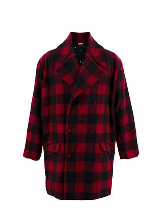 Charles Jeffrey Loverboy Red and Black Check Wool Coat Size M