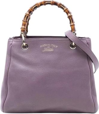 Gucci Pre-owned Handbags, female, Purple, Size: ONE SIZE Pre-owned Bamboo Shopper Satchel