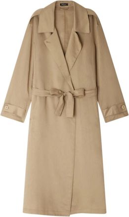 Mes Demoiselles... Licht Camel Kleed met Riem - Dames - Jas met riem - Beige - XS - Leer - Jassen
