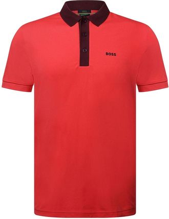 HUGO BOSS Mens Rib Polo Shirt in Red - Size X-Large