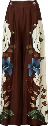 Farm Rio Wide-Leg Floral Panel Pants