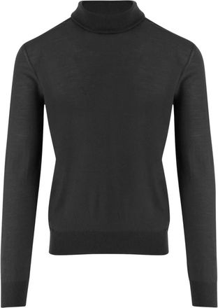 Saint Laurent Zwarte Wollen Coltrui Itali&euml; - Heren - Coltruien - Zwart - L - Wol - Truien & Vesten