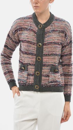 Etro Cardigan in Misto Lana con Finiture in Lurex e Bottoni Gioiello Etro