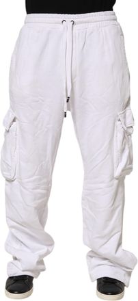 Dolce & Gabbana White Cotton Cargo Trousers Logo Patch Mens Pants (Pre-Owned)