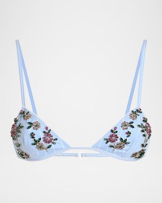 Dolce & Gabbana Striped Crystal-Embellished Poplin Bra