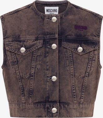 Moschino Gilet in tela di cotone sovratinta - Grigio
