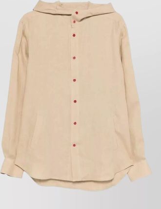 Kiton linen hooded long-sleeve shirt
