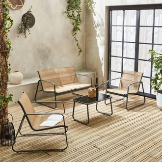 Sweeek 4-seater Metal Garden Furniture Set in Grey