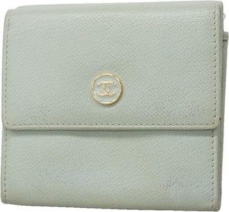 Chanel Light Green Grained Calfskin Wallet (Tri-Fold) (Pre-Owned)