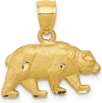 Diamond2Deal 10k Yellow Gold Diamond-cut Bear Pendant