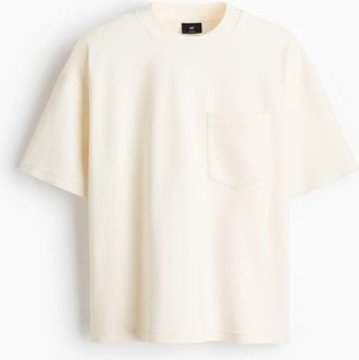 H&M Oversized Fit T-shirt in Cream at Nordstrom, Size Xx-Large