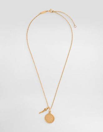 Dolce & Gabbana Necklace With Medal And Horn - Woman Bijoux Gold Metal Onesize
