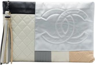 Chanel Pre-owned Quilted Patchwork Clutch - Dames - Vintage Clutch - Grijs - ONE Size - Leer - Vintage
