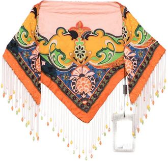 Etro Paisley-print Beaded-fringe Scarf
