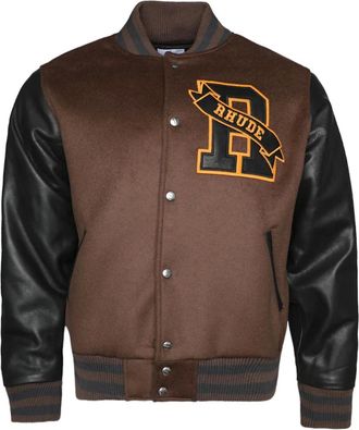 Rhude Bomber con maniche in pelle - Marrone