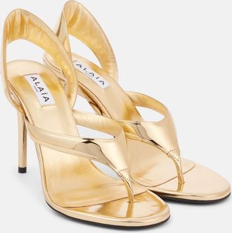 Alaia Alaïa Sandali infradito 90 in pelle metallizzata