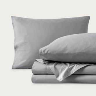 Bare Home 100% Organic Cotton Percale Cooling Sheet Set in Light Grey at Nordstrom, Size California King