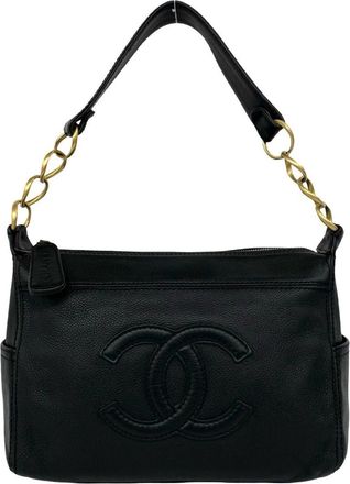 Chanel Black Leather Shoulder Bag Tote Bag (Pre-Owned)