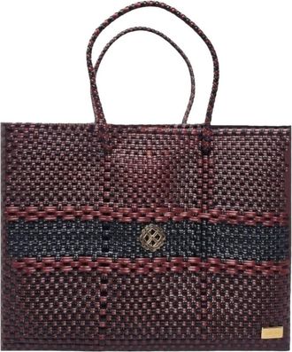 Lola's Bag Womens Handmade Tote Bag In Burgundy Black