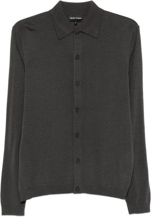 Emporio Armani Polo Cardigan - Heren - Vesten - Grijs - S - Wol - Truien & Vesten