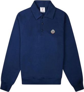 Casablanca Collar Sweatshirt - Heren - Sweatshirts - Blauw - M - Katoen - Hoodies & sweatvesten