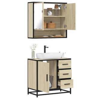 Berkfield Home 2 Piece Bathroom Furniture Set Sonoma Oak Engineered Wood in Brown