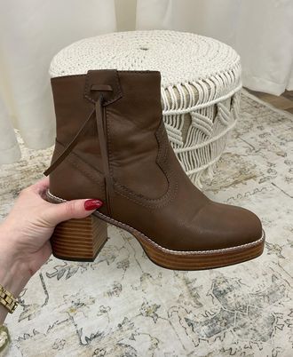 Yellow Box Womens Platform Bootie In Chocolate Brown